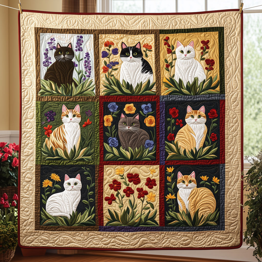 Floral Cat To The Soul Quilt Blanket Best Throw Blanket Gifts For Cat Moms