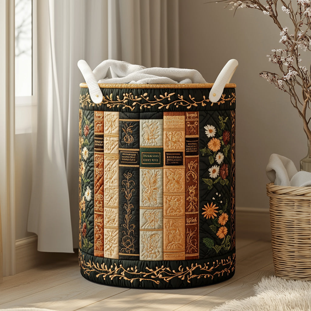 Floral Chapters Quilted Laundry Basket Merch For Home And Living