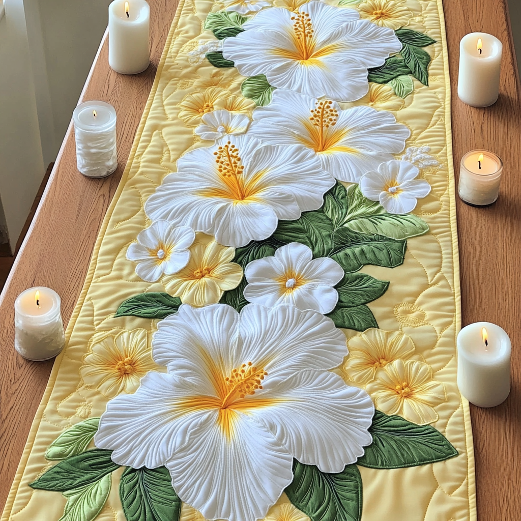 Floral Charm Quilted Table Runner Tropical Dining Table Decor Good Family Gifts
