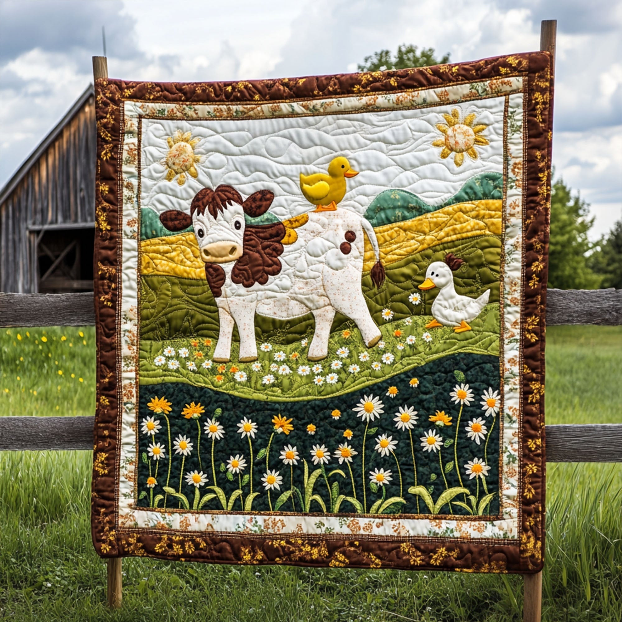Floral Cow Dream Quilted Blanket Bedroom Xmas Decor Cowboy Related Gifts