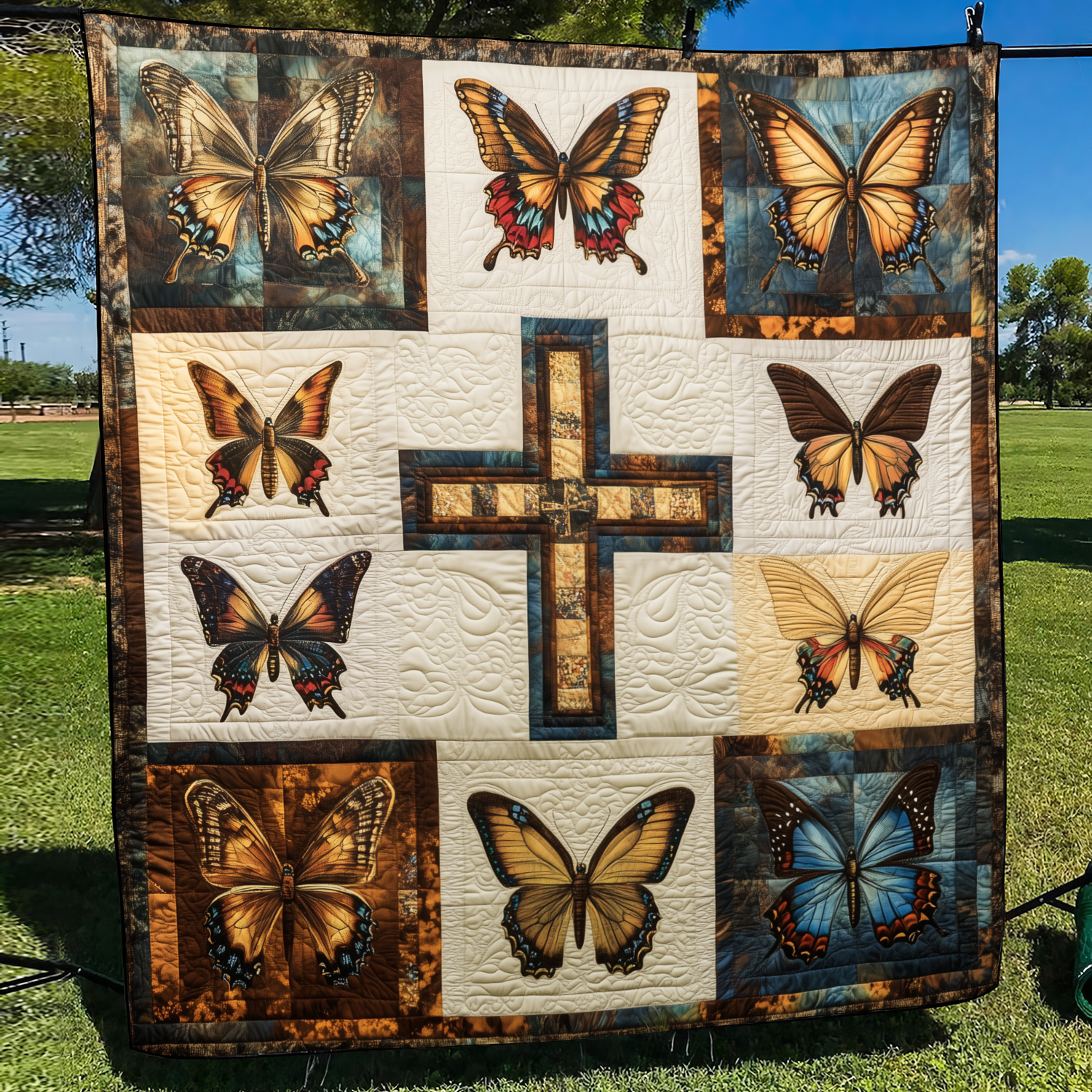 Floral Cross Quilted Blanket Unique Christian Gifts