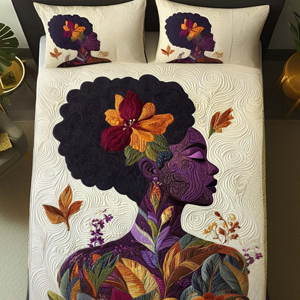 Floral Crown Quilted Bedding Set Best Comforter Sets African American Gifts For Women
