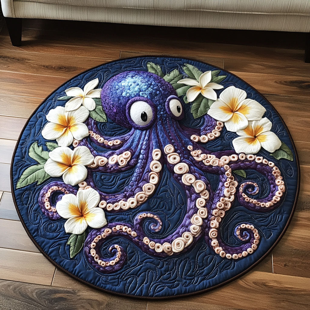Floral Curl Quilted Round Mat Entryway Ideas Christmas Present For A Farmer