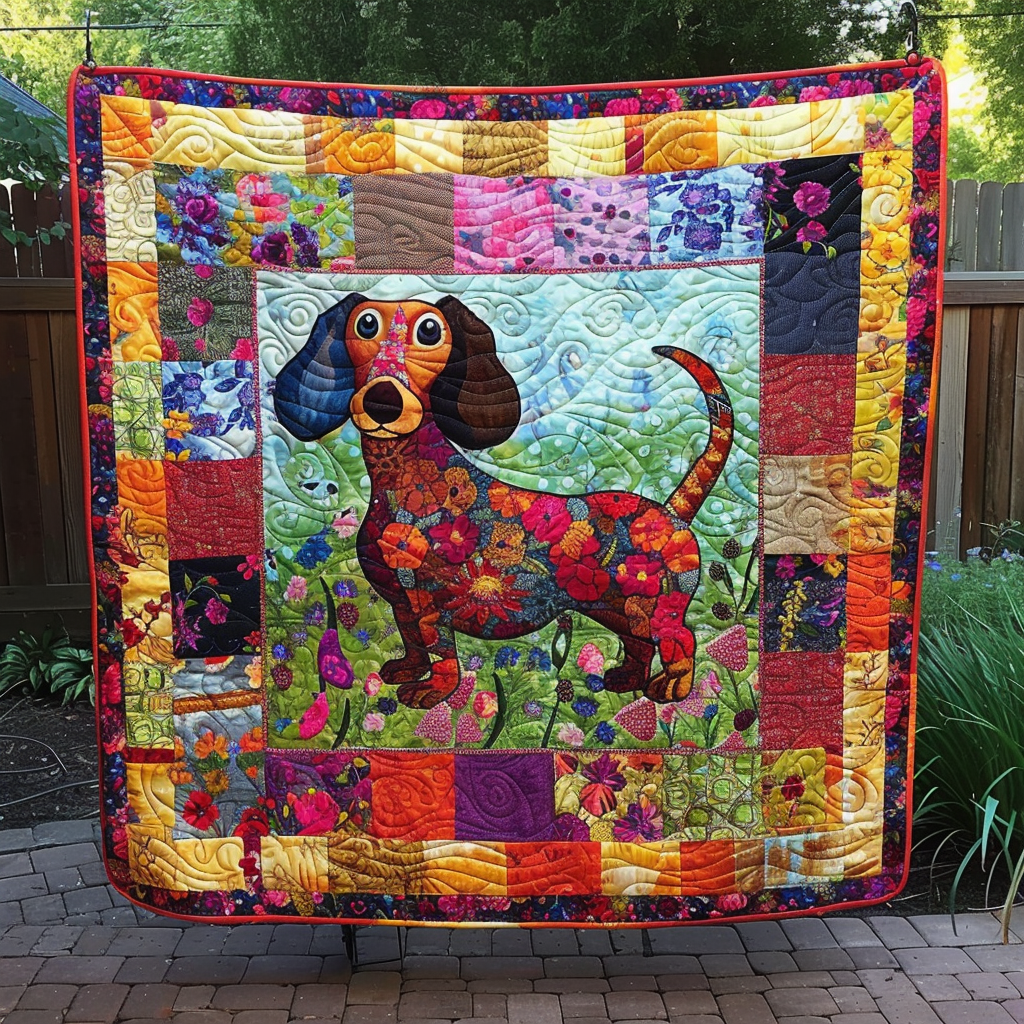 Floral Dachshund Quilted Blanket Christmas Gifts For Friends