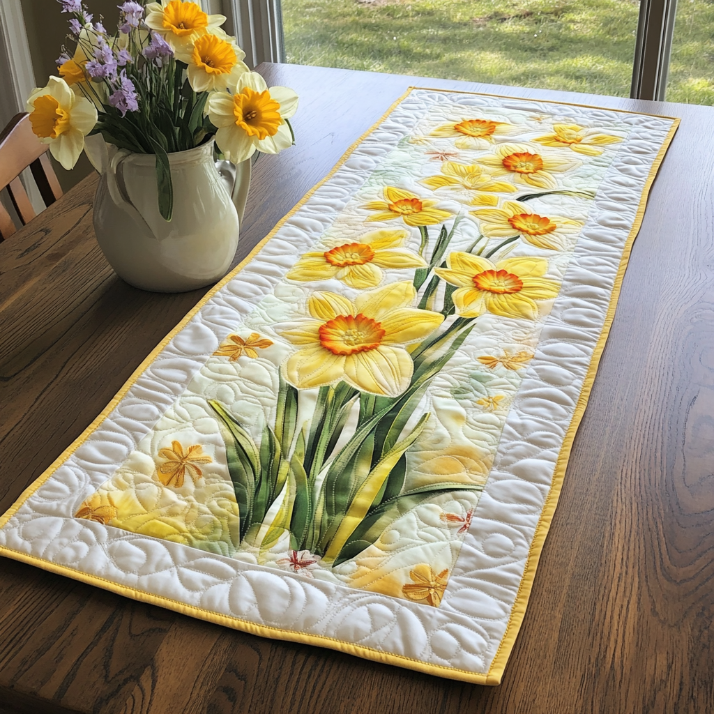 Floral Delight Quilted Table Runner Flower Table Cover Kitchen Table Decor Ideas
