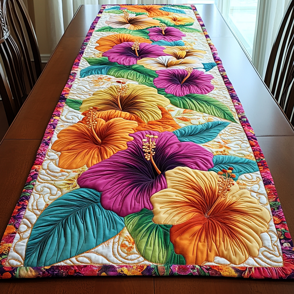 Floral Delight Quilted Table Runner Flower Table Runner Gifts For Family