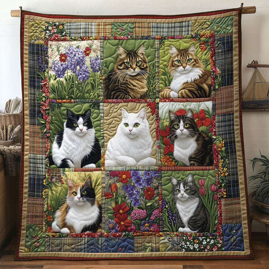 Floral Dream Cat Quilt Blanket Floral Blanket Christmas Gifts For Mom 2025