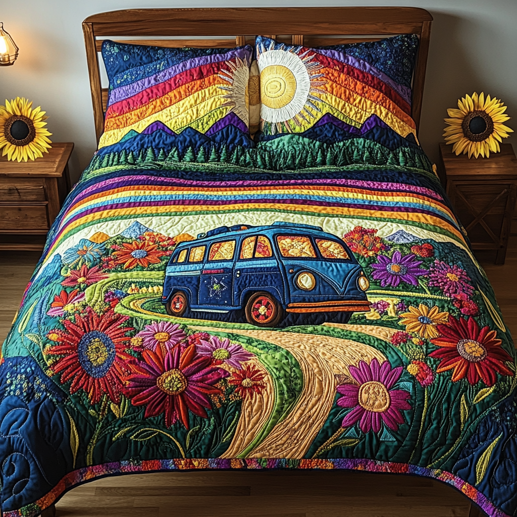 Floral Dream Quilted Bedding Set Heartwarming Bedding Gift for Loved Ones(2)