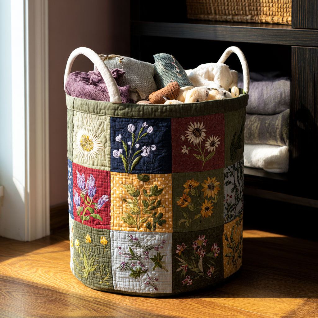 Floral Dream Quilted Laundry Basket Merch For Family