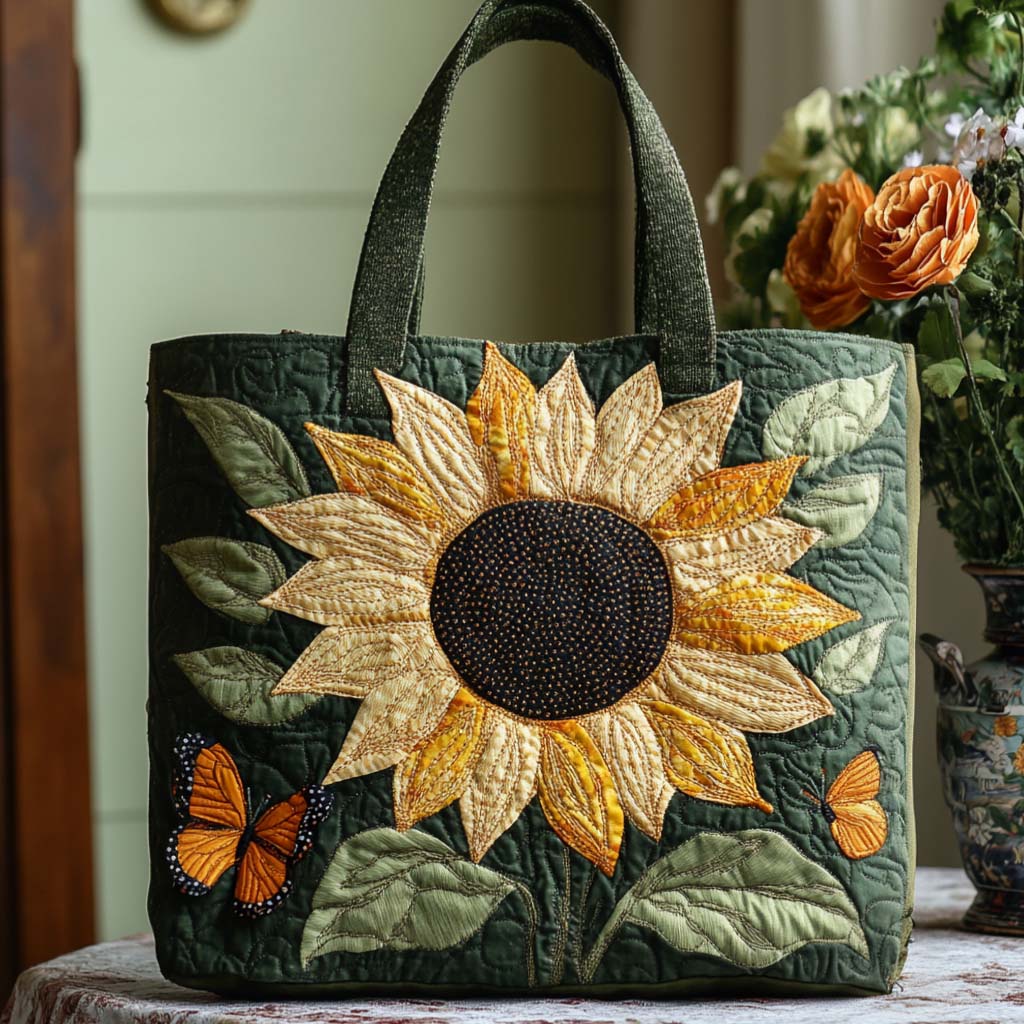 Floral Dream Quilted Tote Bag Gifts For Sunflower Lovers