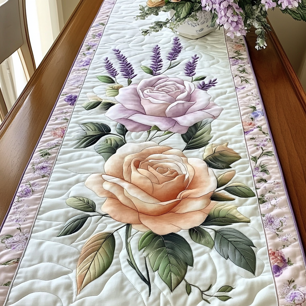 Floral Dreams Quilted Table Runner Dining Room Table Decor Presents For Flower Lovers