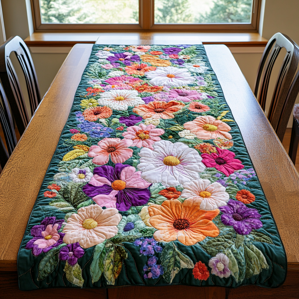Floral Dreams Quilted Table Runner Dining Table Ideas Gifts For The Flower Lover