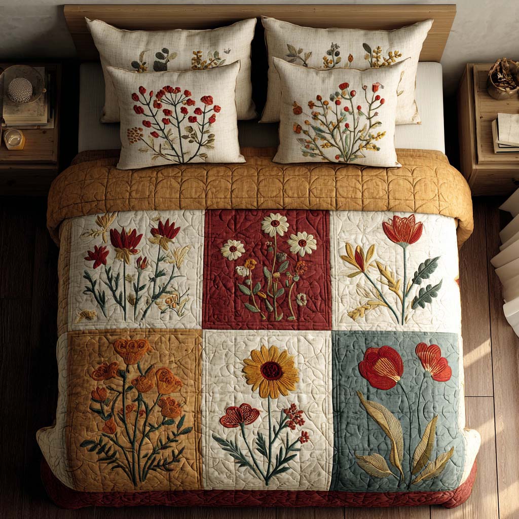Floral Dreams Quited Bedding Set Bedspreads King Special Birthday Gift for Grandma