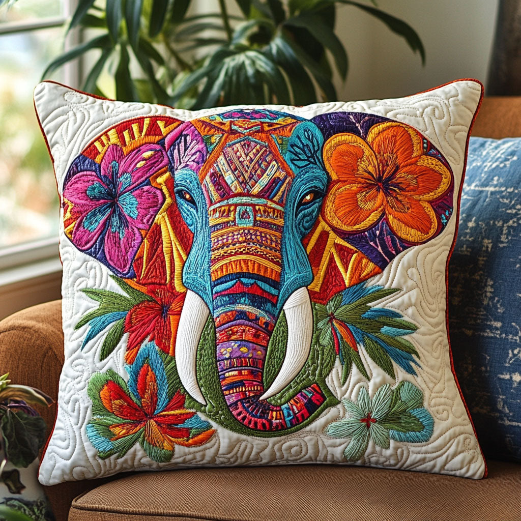 Floral Elephant Quilt Pillow Case Lovely Pillowcase Gift for Cozy Bedroom Decor