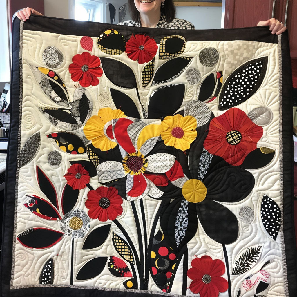 Floral Energy Quilted Blanket Presents For Flower Lovers