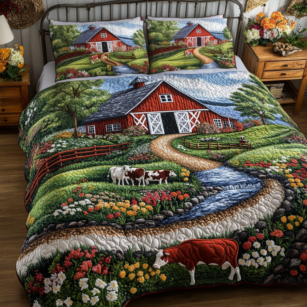 Floral Escape Quilted Bedding Set Best Bed Sheet Set Vintage Tractor Gifts