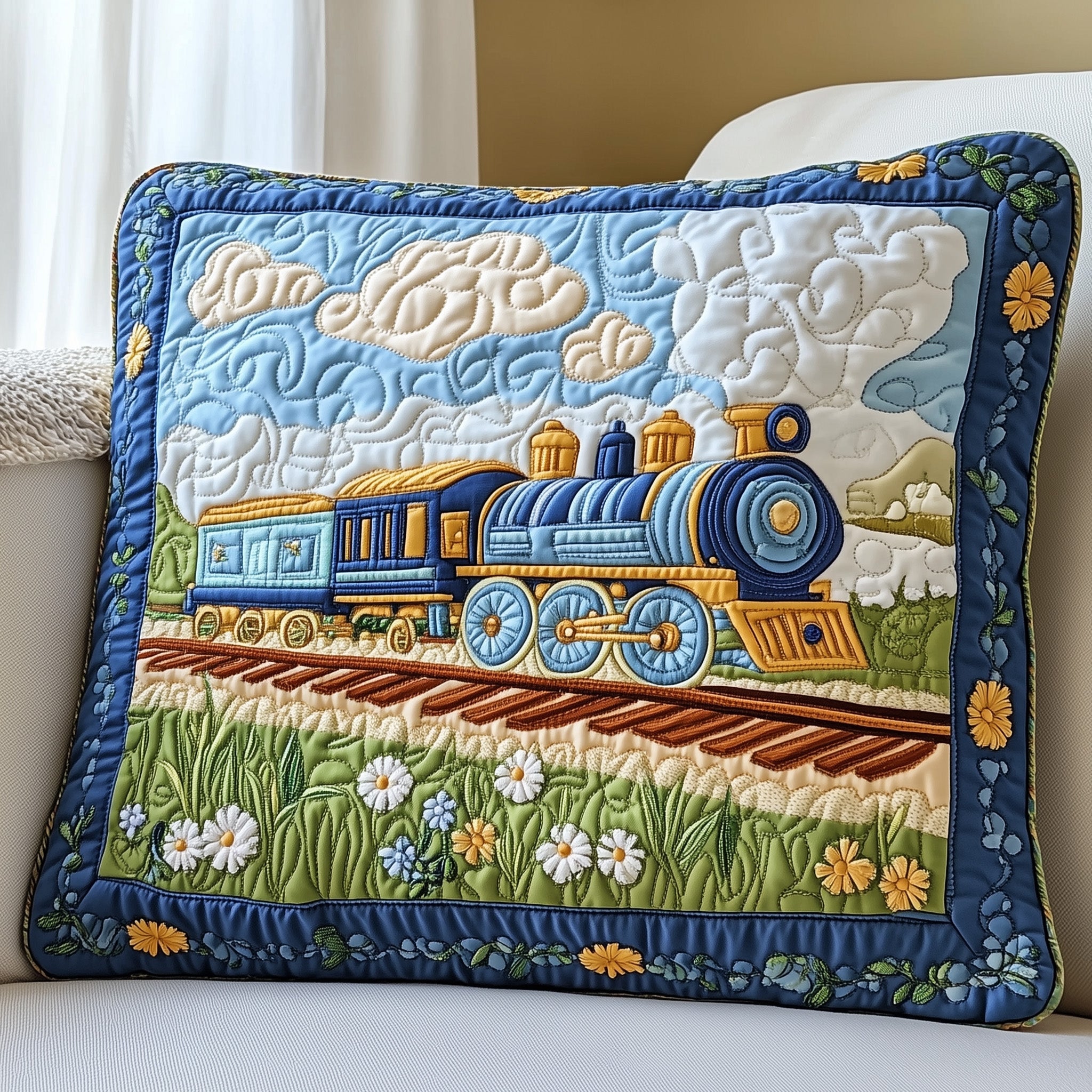 Floral Express Quilted Pillow Case Decorative Pillow Cover MerchTrain Gifts For Dad