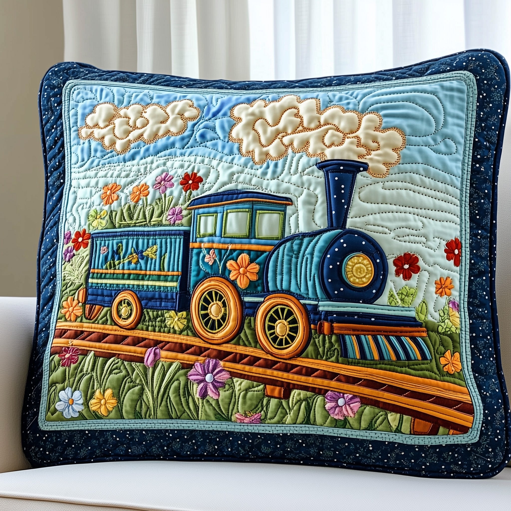 Floral Express Quilted Pillow Case Decorative Pillow Cover MerchTrain Related Gifts Christmas