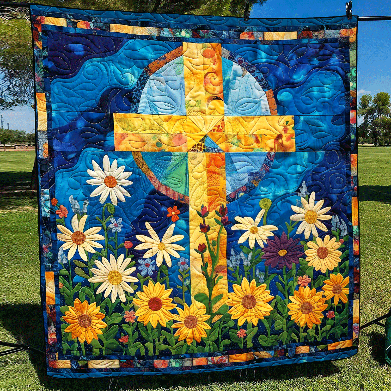 Floral Faith Quilted Blanket Sunflower Gifts For Friends