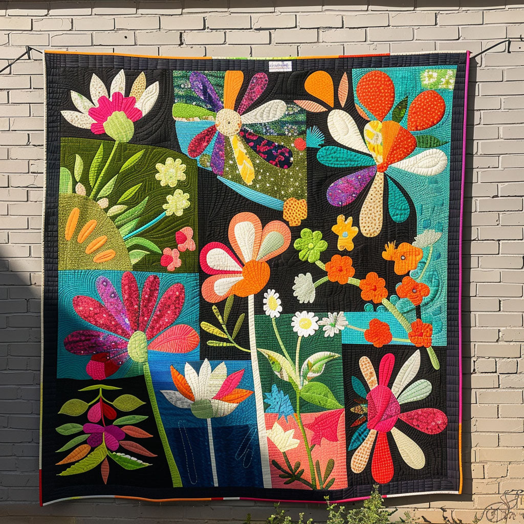 Floral Fantasy Quilted Blanket Presents For Flower Lovers