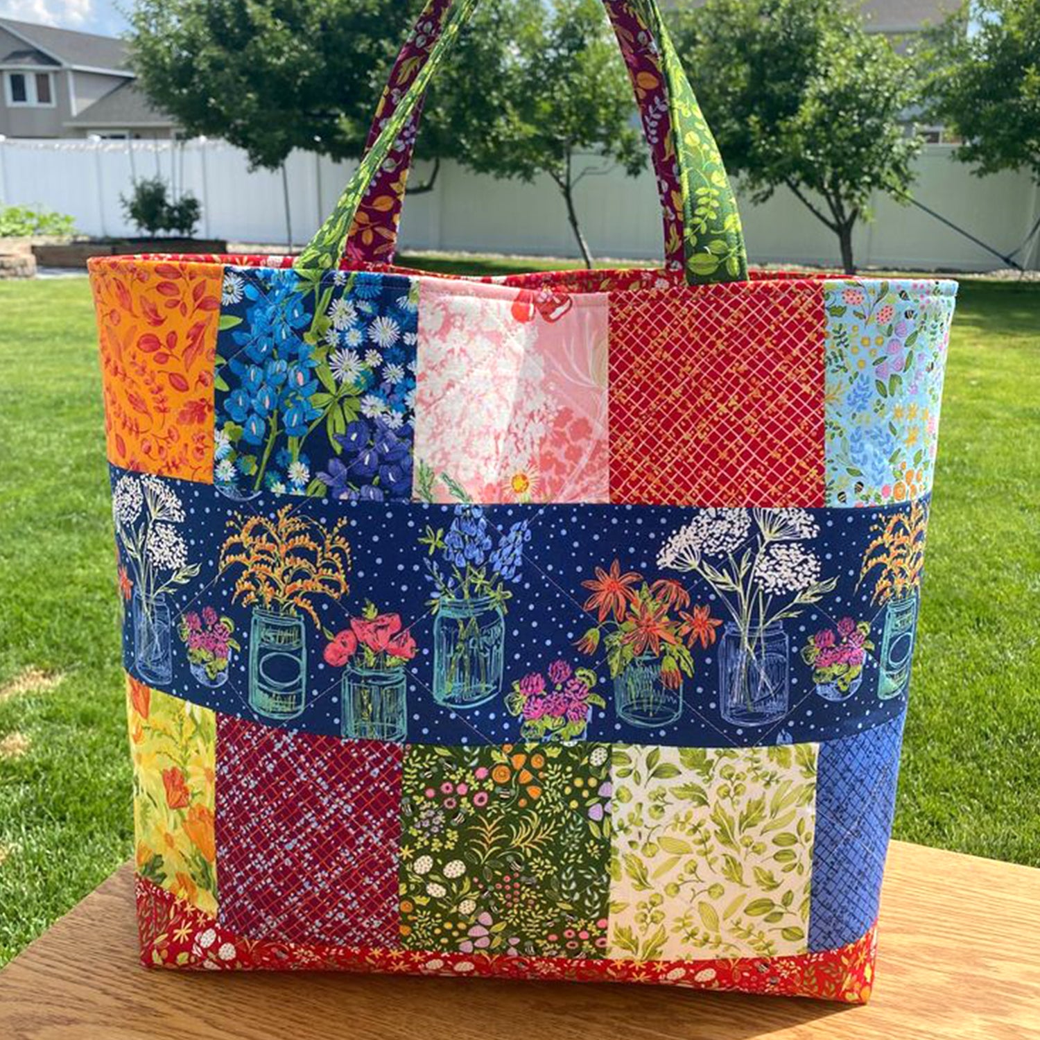Floral Fantasy Quilted Tote Bag Flower Lily Presents Gifts