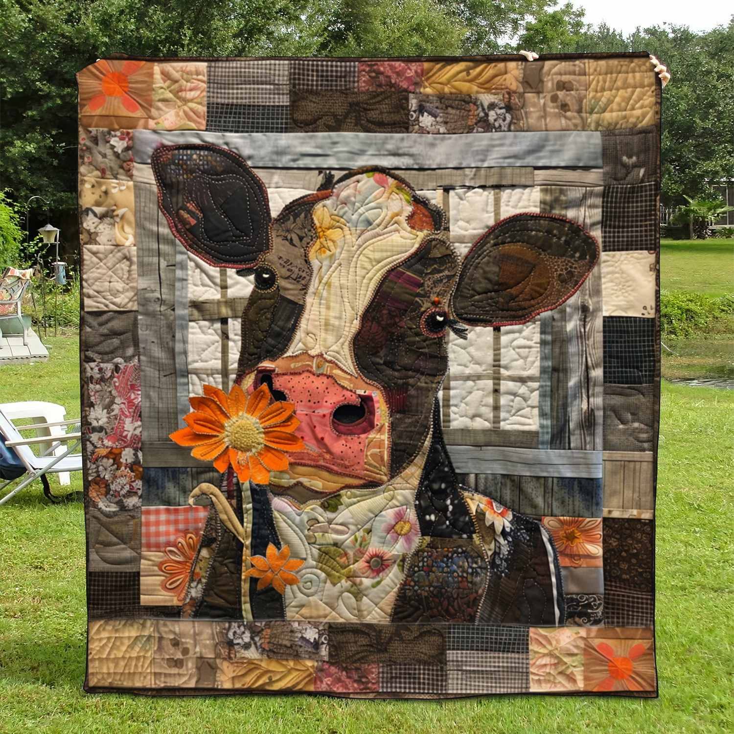 Floral Farmhouse Quilted Blanket Presents For Cow Lovers