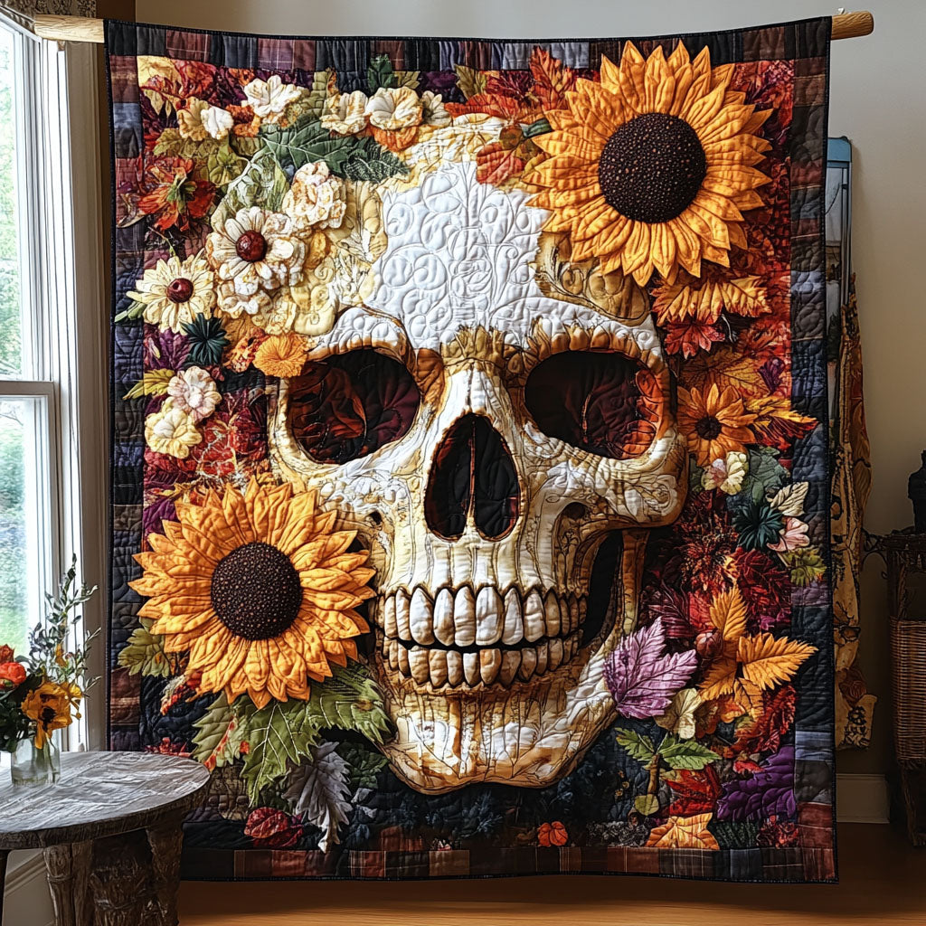 Floral Fate Quilted Blanket Christmas Room Decor Unusual Skull Gifts