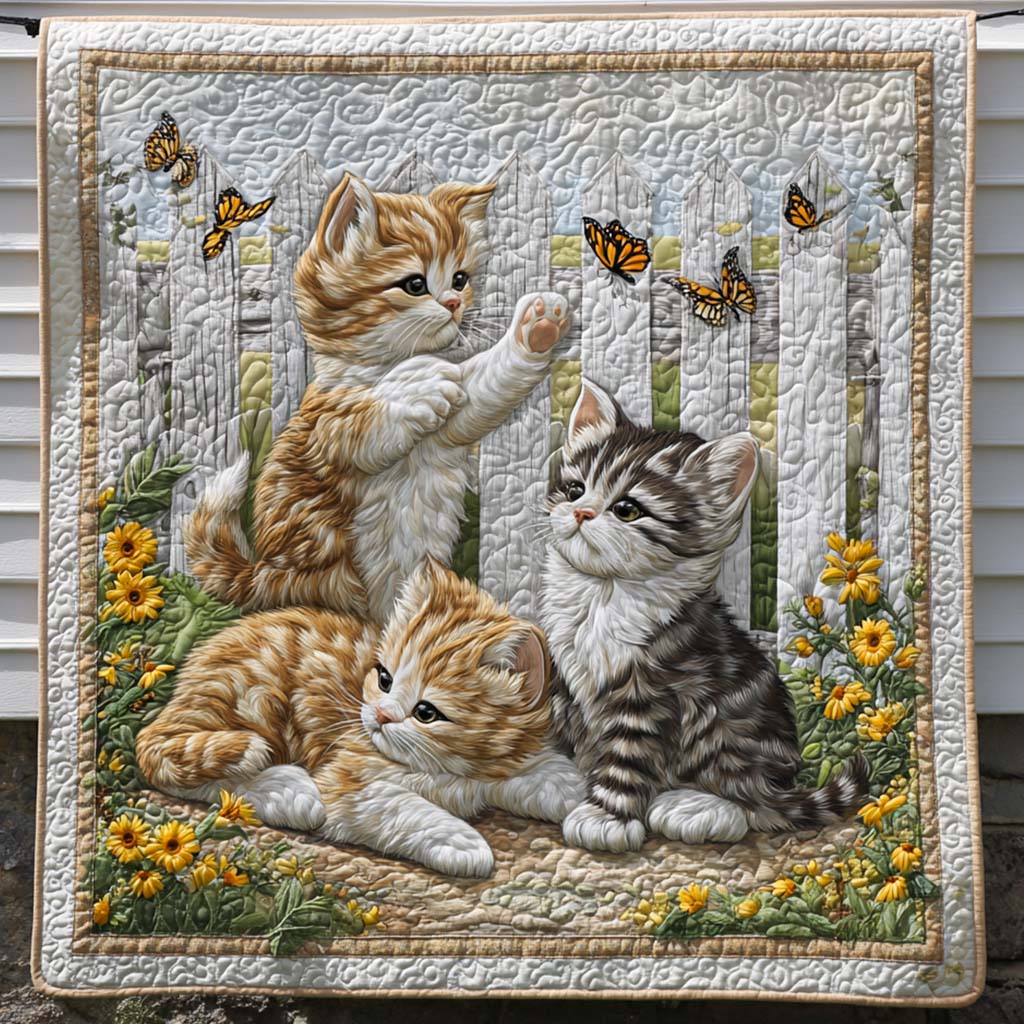 Floral Feline Quilted Blanket Christmas Room Decor Gift Ideas For Cat People