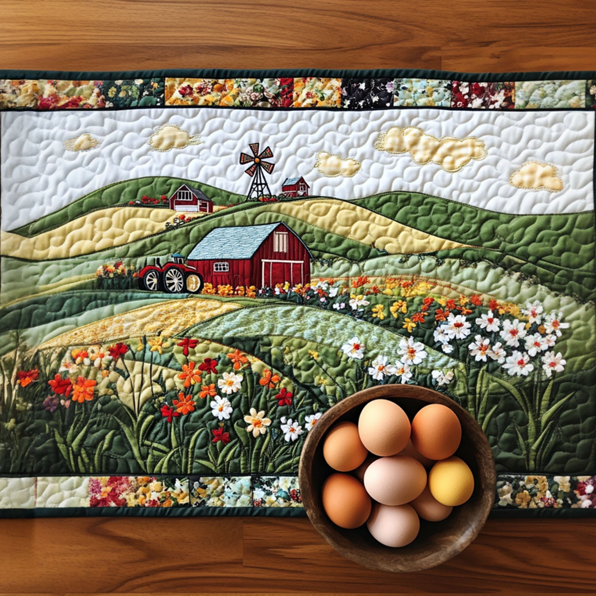 Floral Fields Quilted Table Runner Farmhouse Table Runner Ideas Best Gifts For Farmers