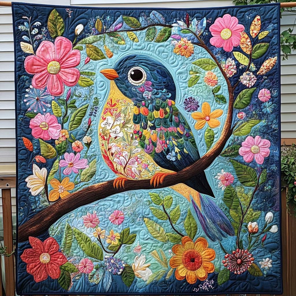 Floral Finch Quilted Blanket Gift Ideas For Bird Lovers