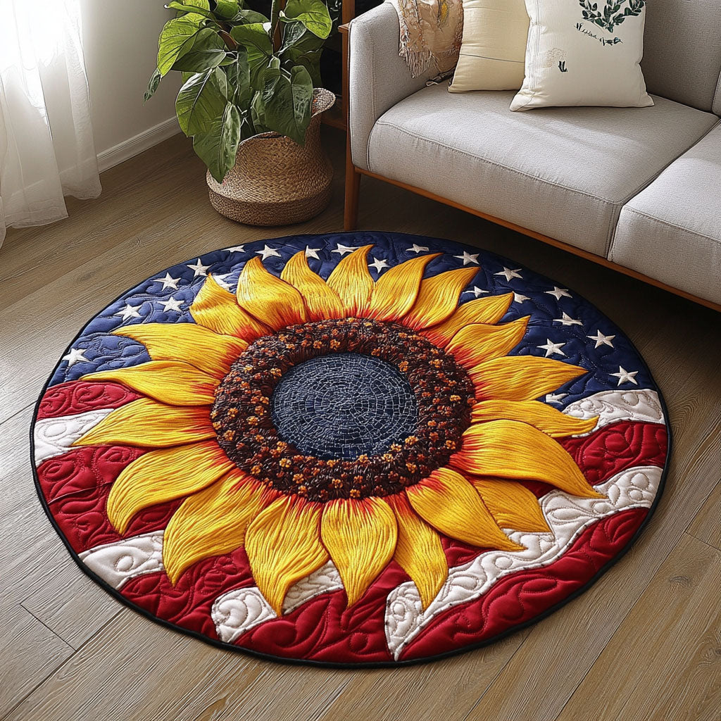 Floral Flag Quilted Round Mat Door Entrance Decor Flower Arrangement Ideas
