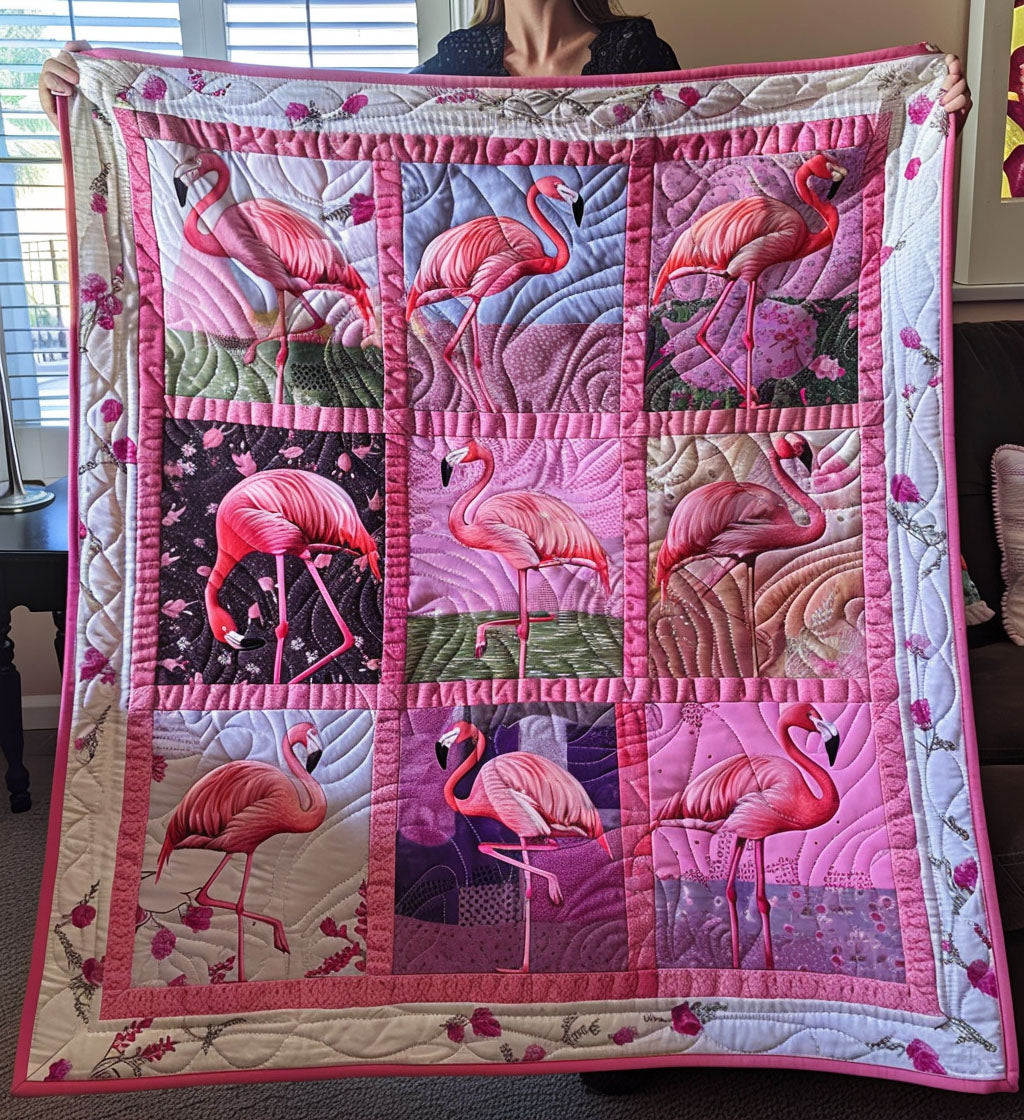 Floral Flamingos Quilted Blanket Flamingo Gifts For Ladies