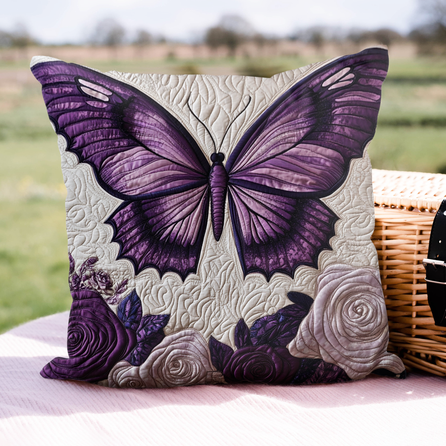 Floral Flight Quilted Pillow Case Cozy Christmas Throw Pillow