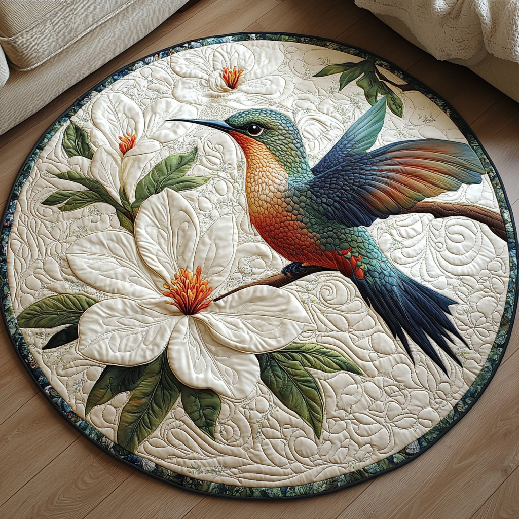 Floral Flight Quilted Round Mat Home Front Door Design Farmer Xmas Gifts