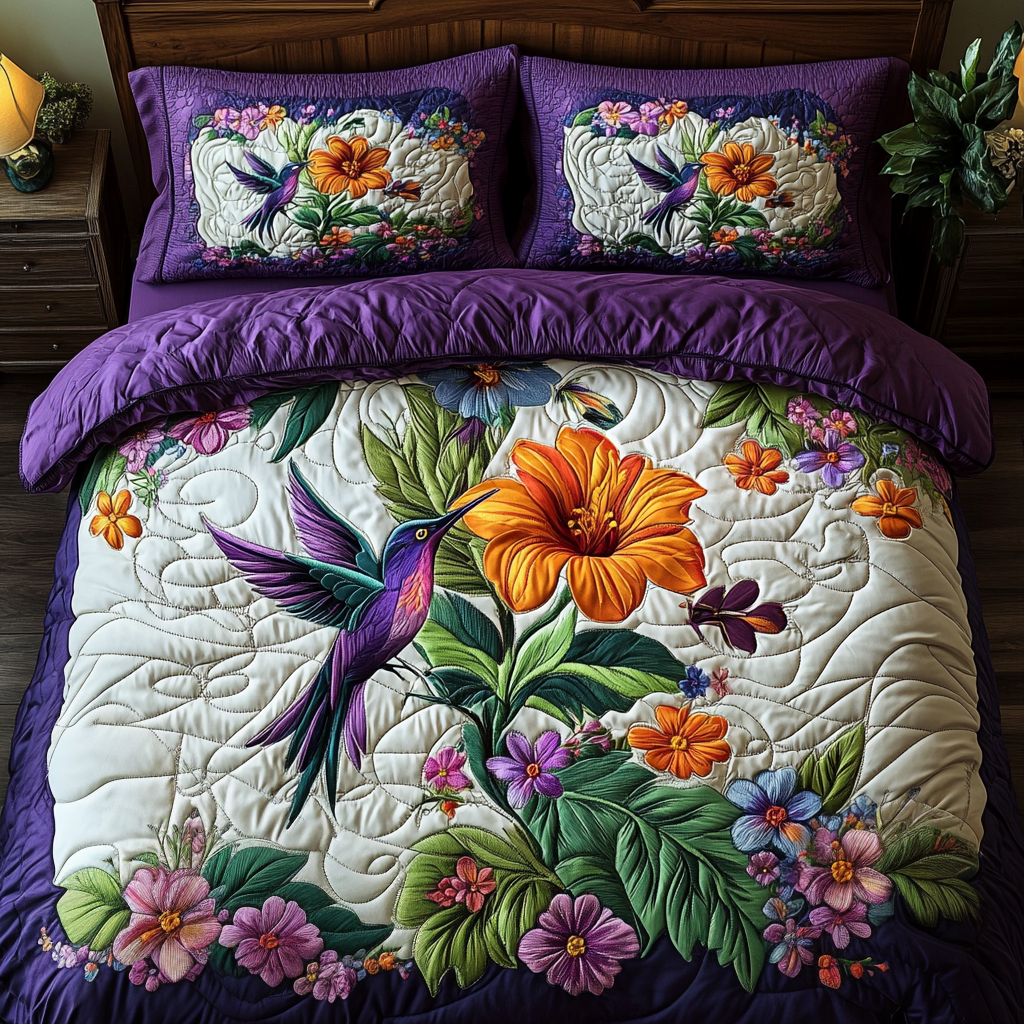 Floral Flutter Quilted Bedding Set Trendy Bedding Merch for Modern Homes