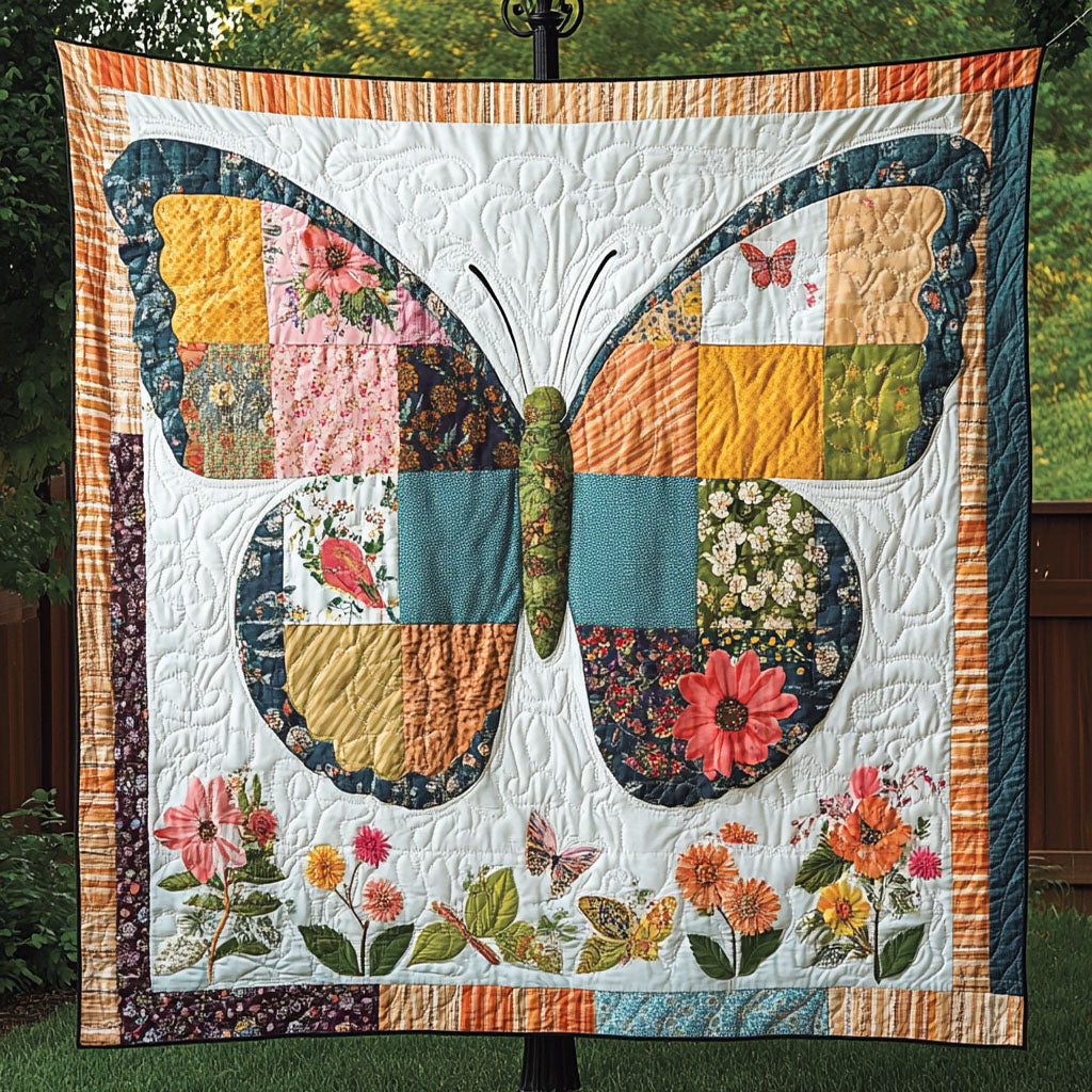 Floral Flutter Quilted Blanket Cool Throw Blanket Butterfly Themed Presents