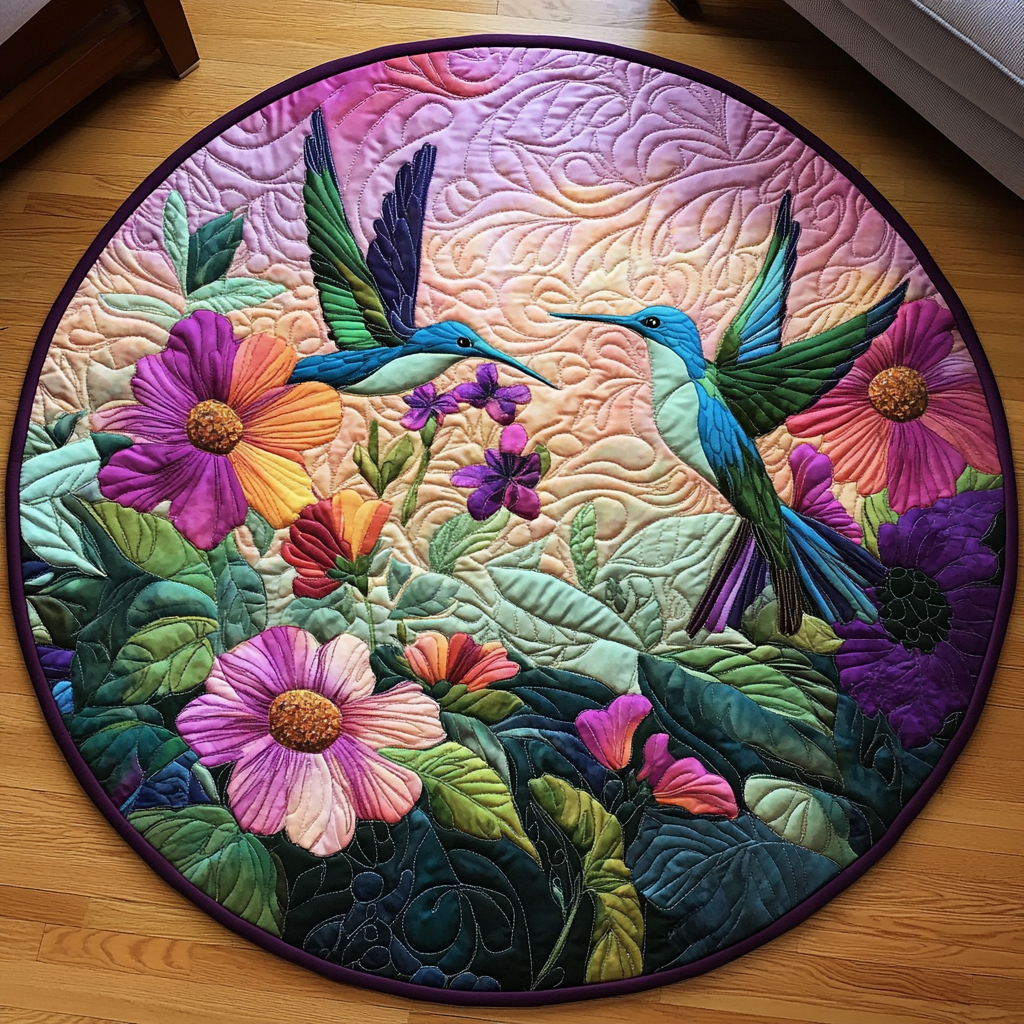 Floral Flutter Quilted Round Mat Christmas Entry Way Decor Christmas Gifts For Farmers