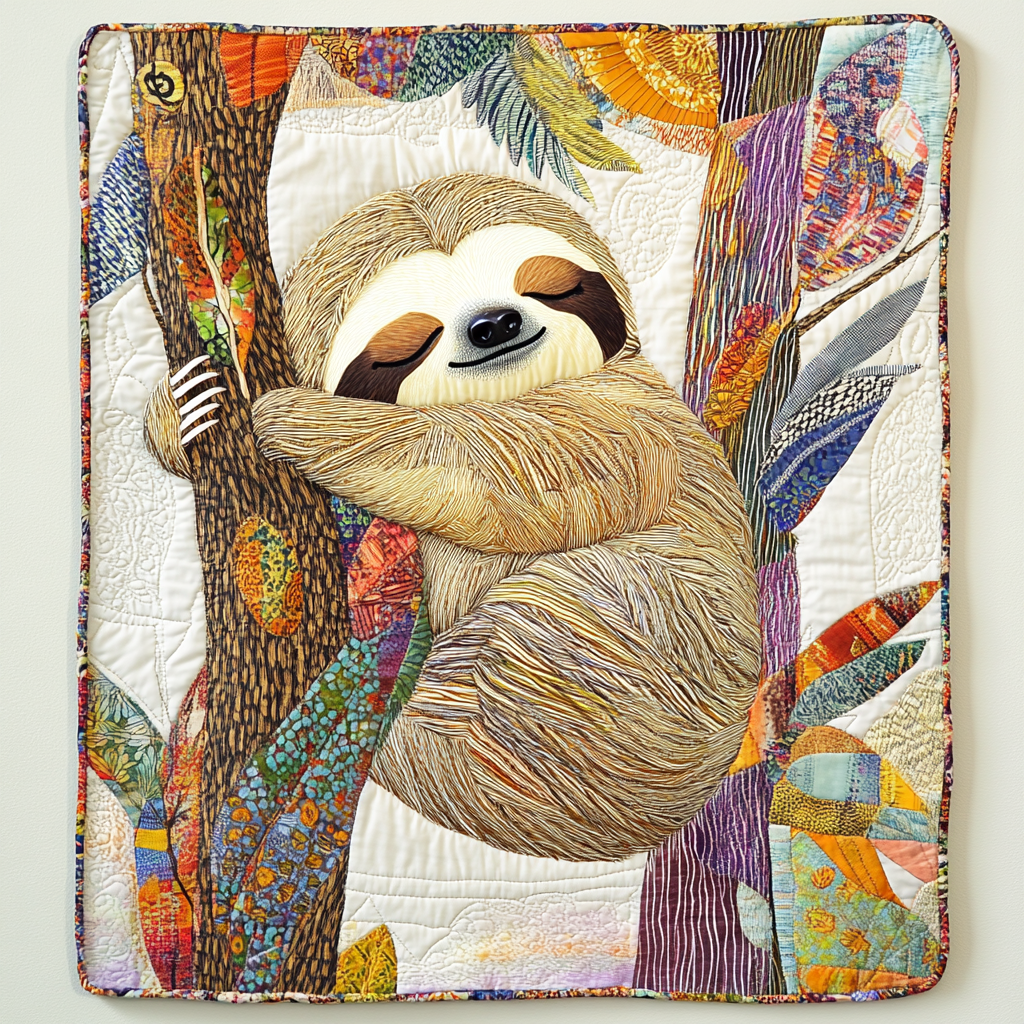 Floral Foliage Friend Quilted Blanket Sloth Present Ideas
