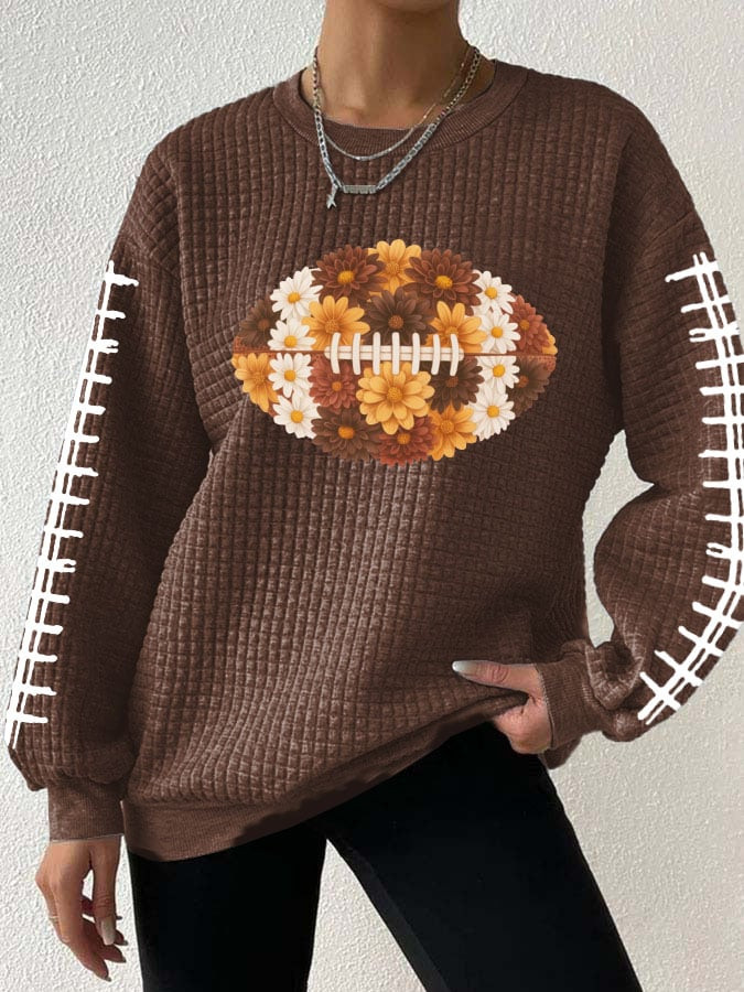 Floral Football Graphic Sweatshirt Game Day Football Clothing Unique Gifts For Boyfriend