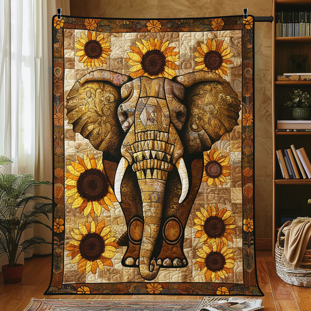 Floral Footprints Quilted Blanket Elephant Gifts For Her
