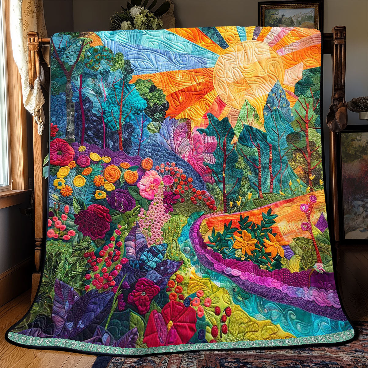 Floral Forest Sunshine Quilt Blanket Throw Blankets For Couch Gifts For Mom From Daughter