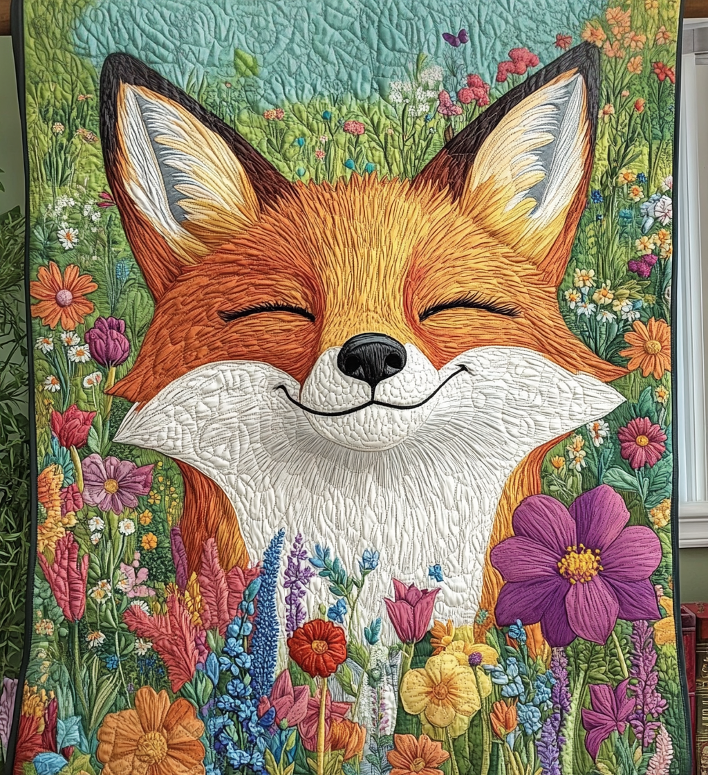 Floral Fox Quilted Blanket Autumn Gift Ideas