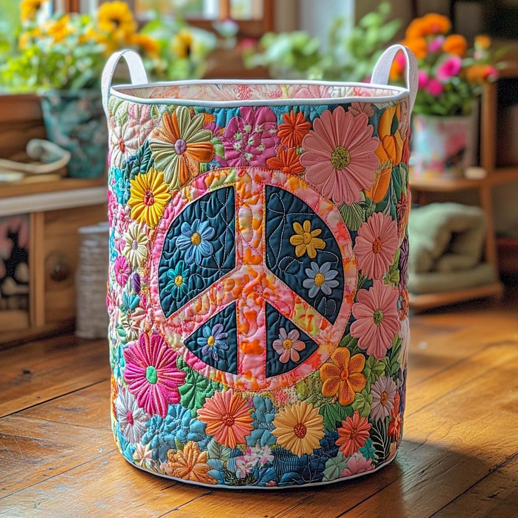 Floral Freedom Quilted Laundry Basket Best Quilted Laundry Basket Gift for Friends and Family