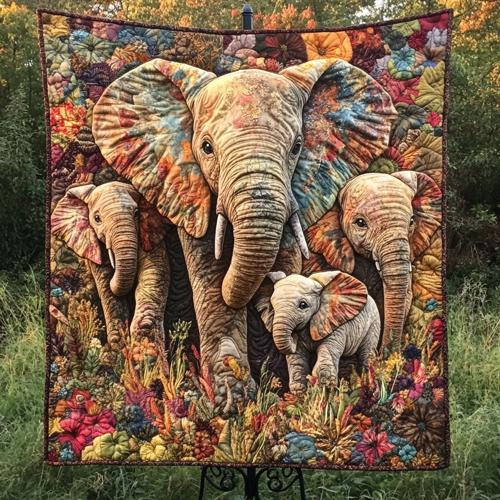 Floral Giants Quilted Blanket Cool Throw Blanket Gift Ideas For Elephant Lovers