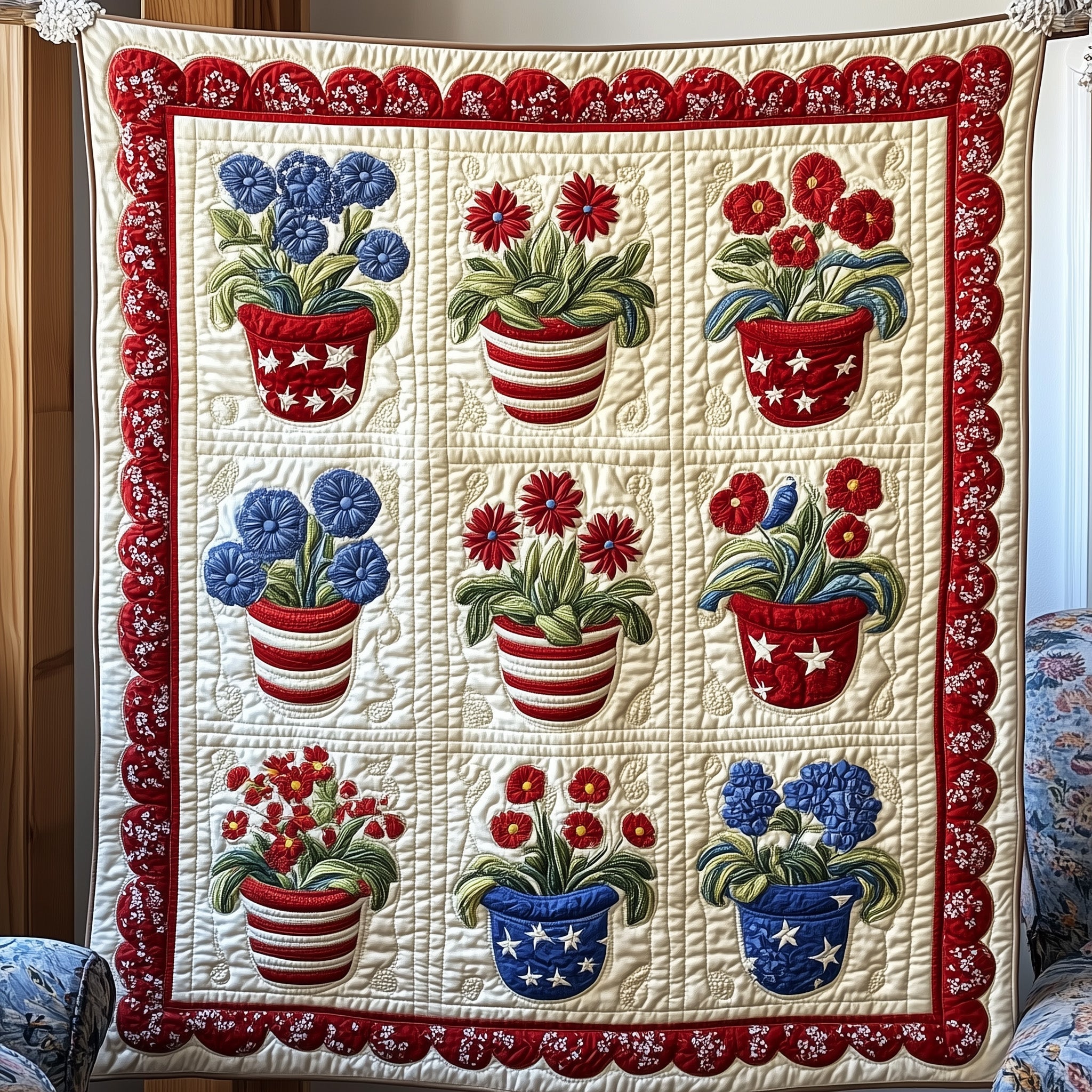 Floral Glory Quilted Blanket Couch Throw BlanketNice Family Christmas Gifts