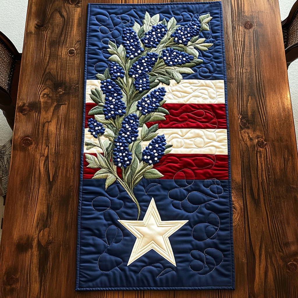 Floral Glory Quilted Table Runner Dining Decor Texas Gifts For Her