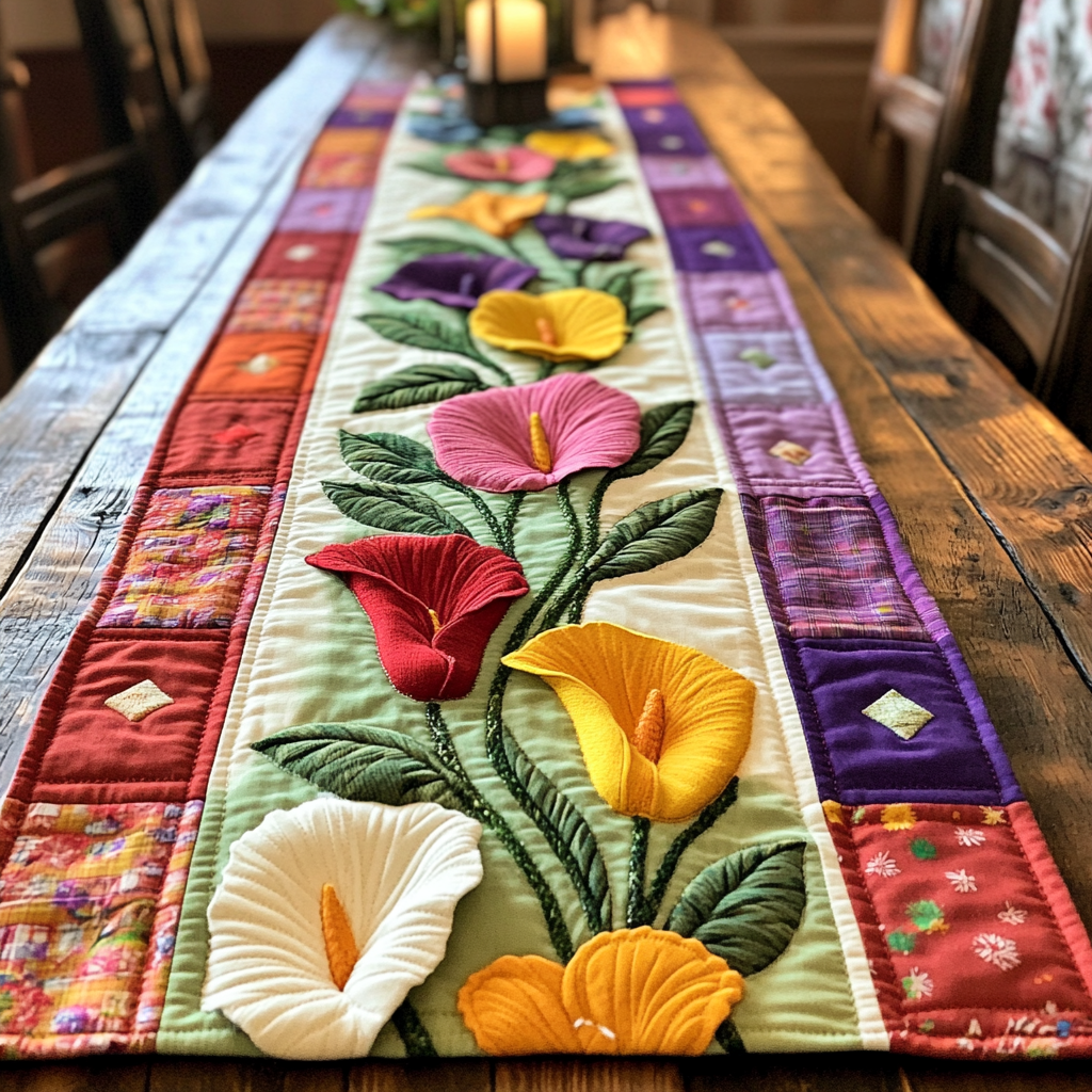 Floral Glow Quilted Table Runner Dining Table Ideas Flower Lily Gift Items