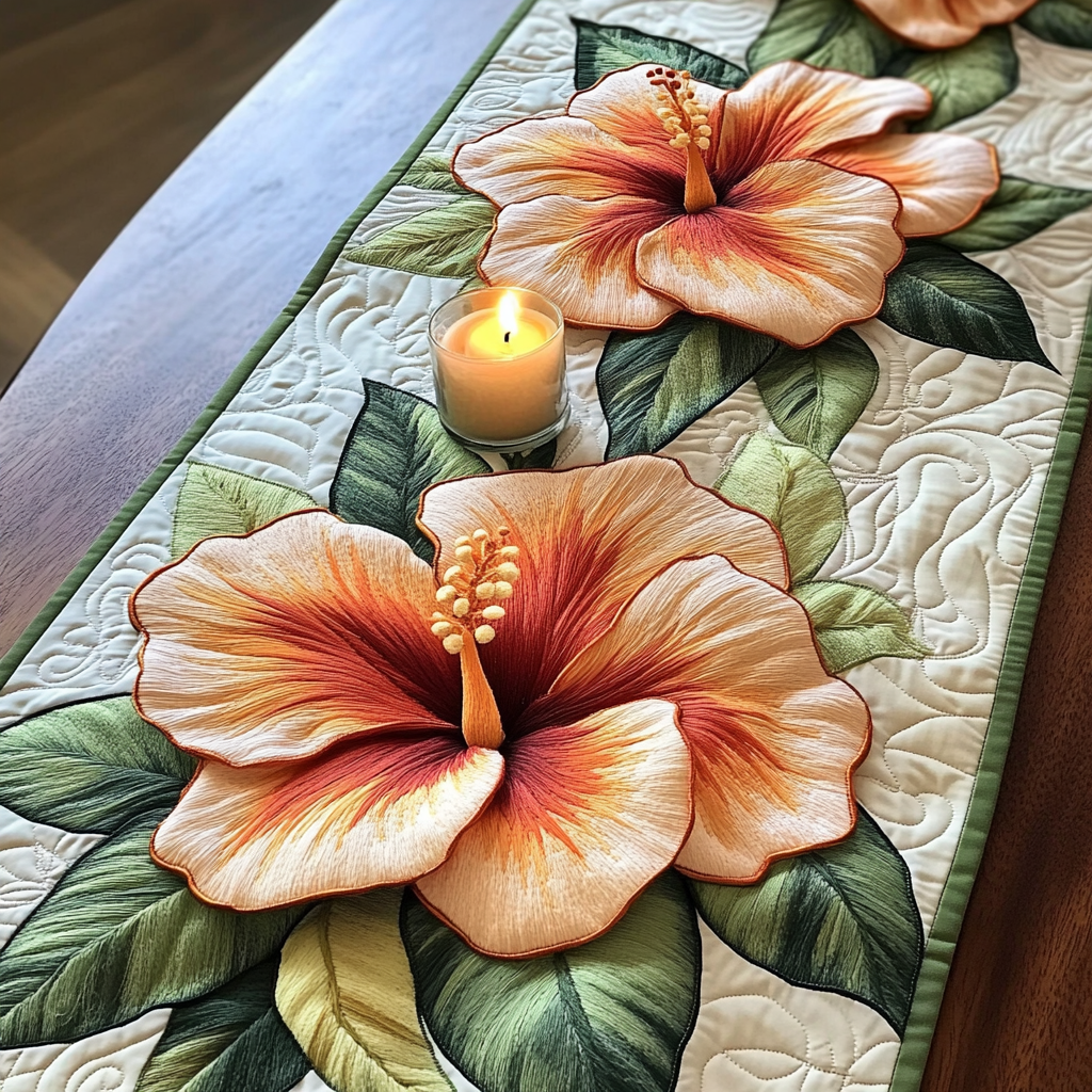 Floral Glow Quilted Table Runner Flower Table Runner Gift Ideas For Mom