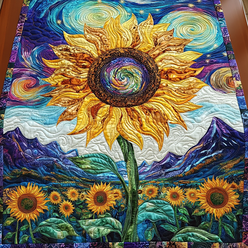 Floral Glow Quilted Table Runner Kitchen Table Decor Sunflower Christmas Gift Ideas