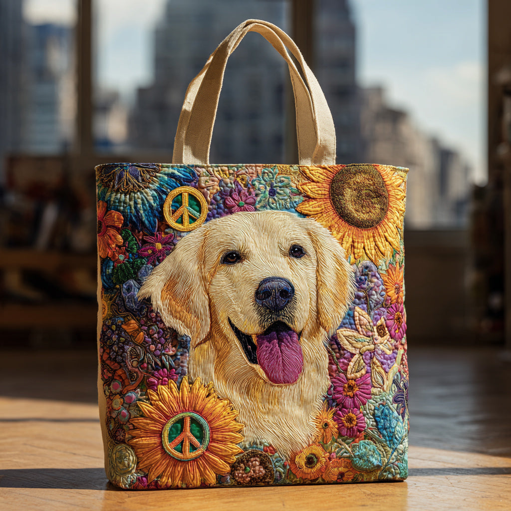 Floral Golden Retriever Quilted Tote Bag Family To Family Christmas Gift Ideas
